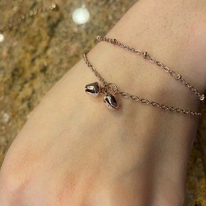 Dainty Rose Gold Bell Charm Bracelet Anklet